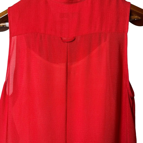 Rag & Bone Size 6 Color Block High Low Sleeveless Top Collared 100% Silk Red - Picture 8 of 13